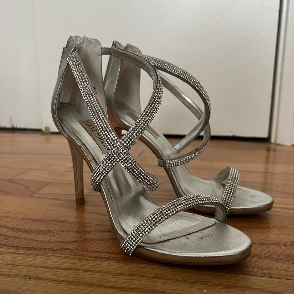 Silver formal heels